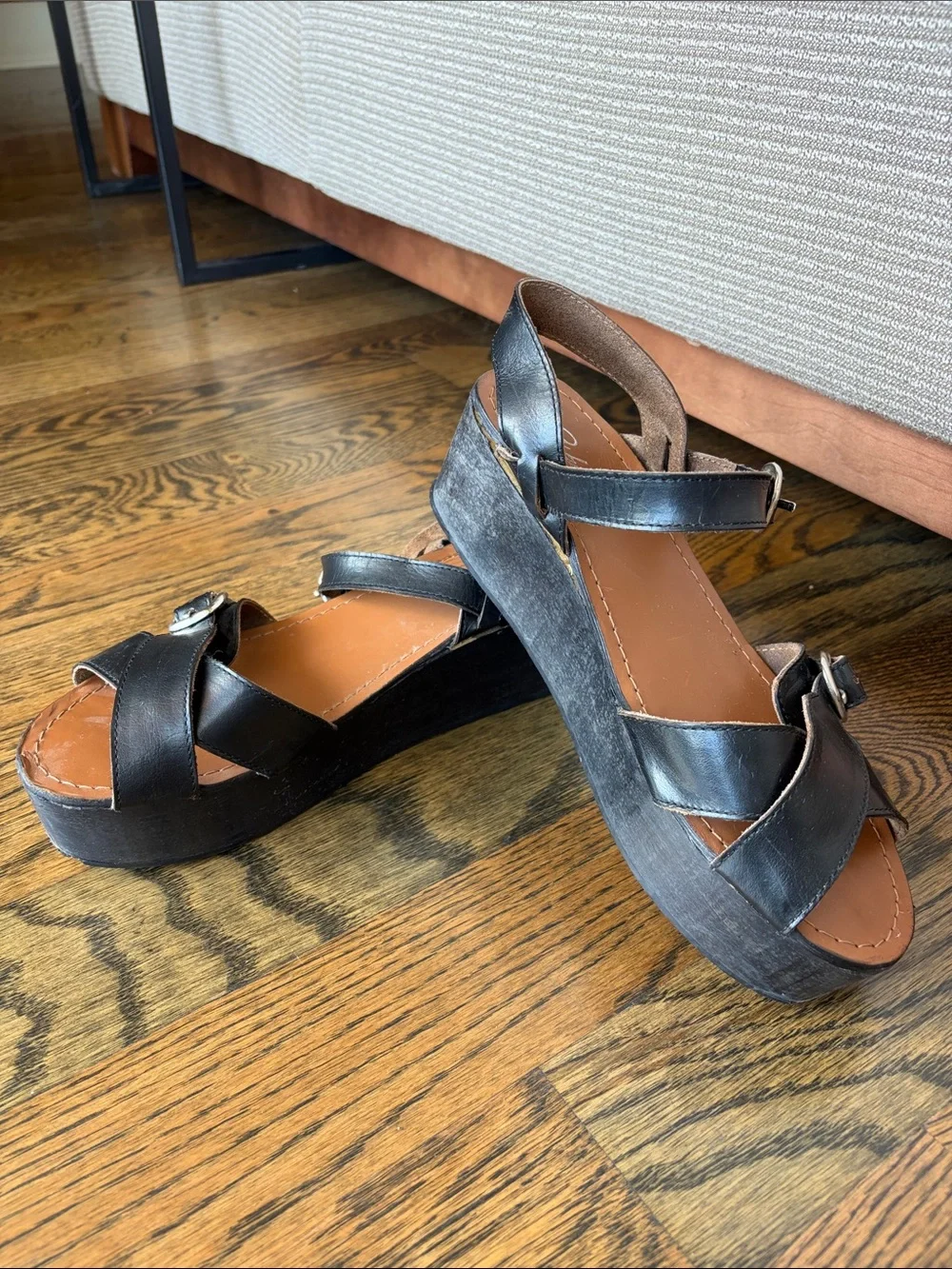 Women’s Black Platform Sandals with Ankle Strap